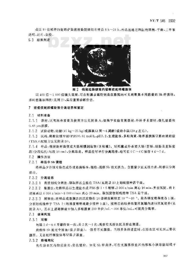 NY/T 545-2002 猪痢疾诊断技术