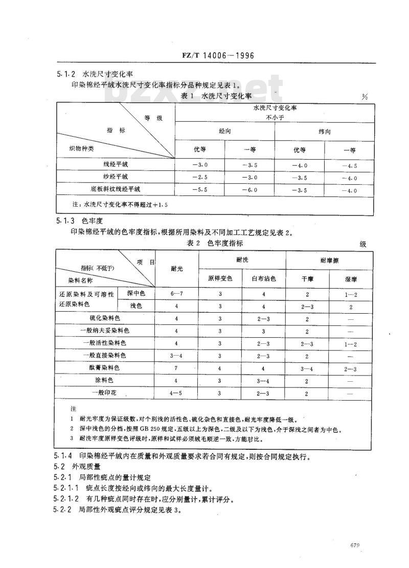 FZ/T 14006-1996 印染棉经平绒