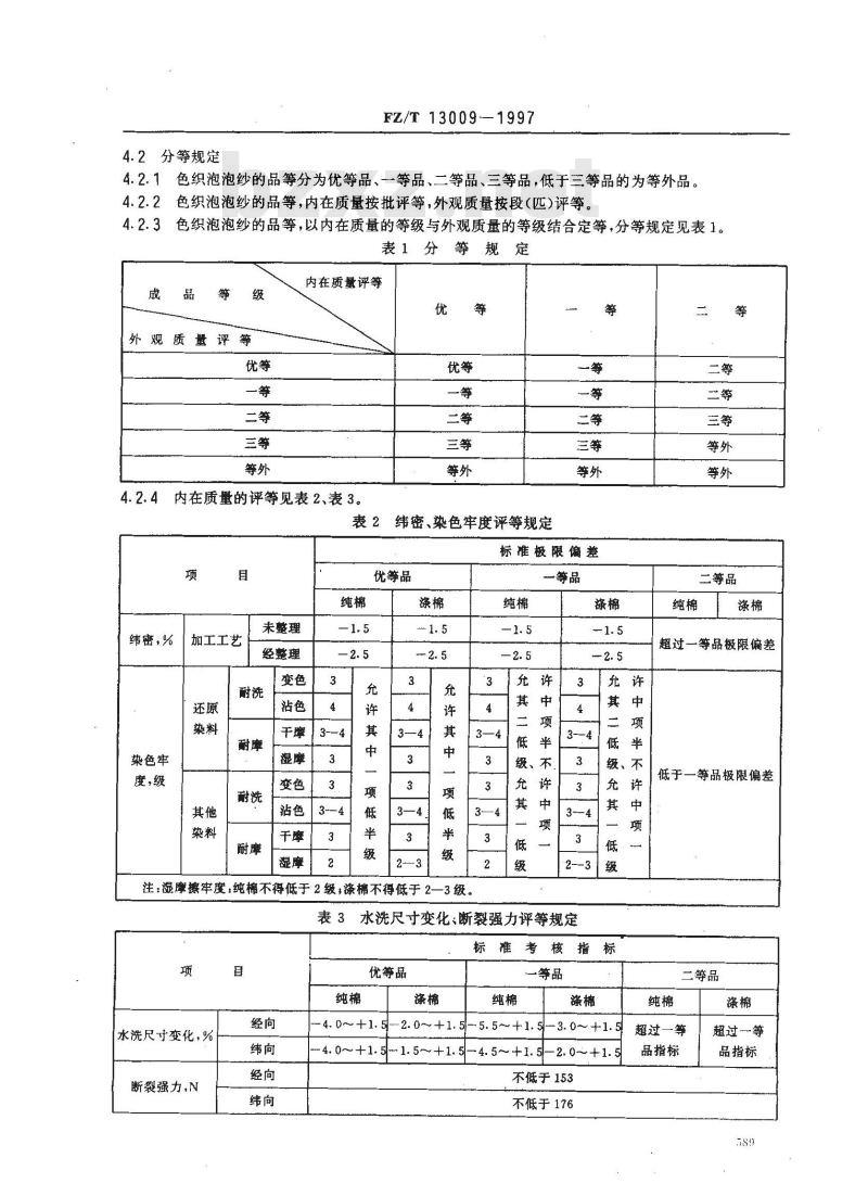 FZ/T 13009-1997 色织泡泡纱