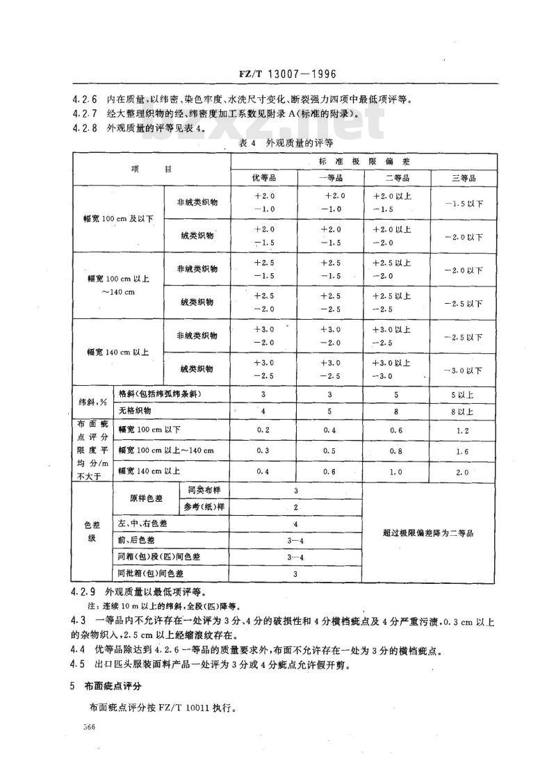 FZ/T 13007-1996 色织棉布