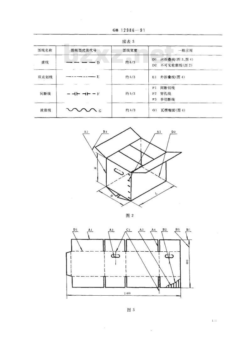 GB/T 12986-1991 纸箱制图