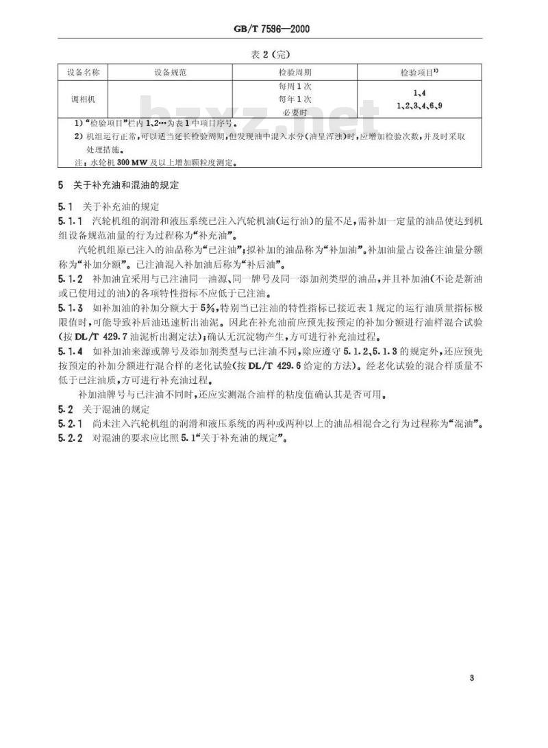 GB/T 7596-2000 电厂用运行中汽轮机油质量标准