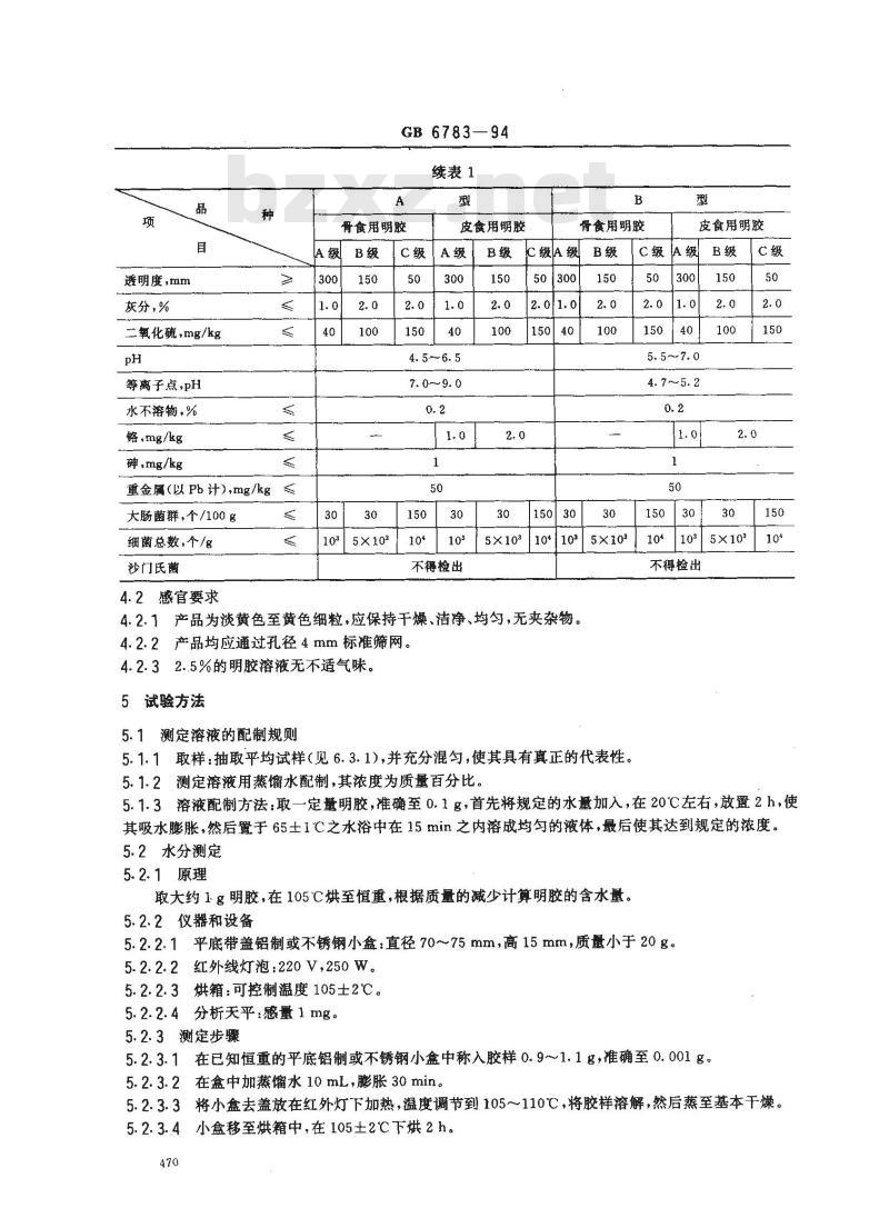 GB 6783-1994 食品添加剂 明胶
