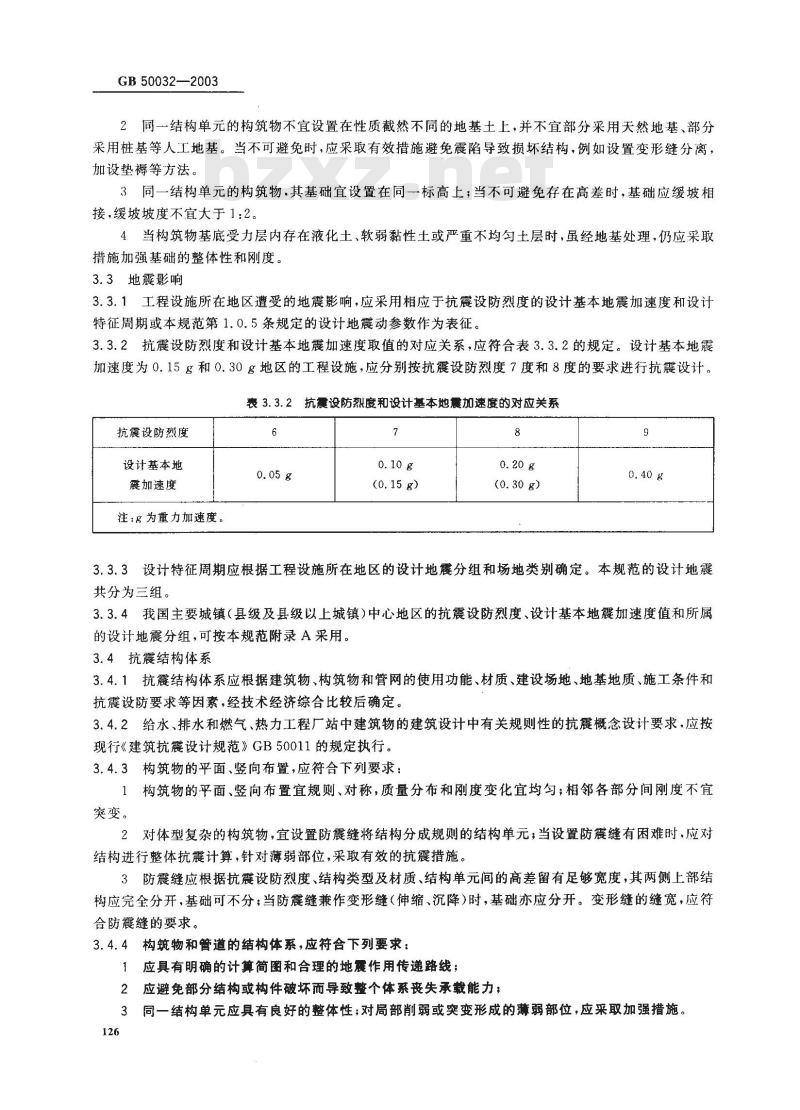 GB 50032-2003 室外给水排水和燃气热力工程抗震设计规范