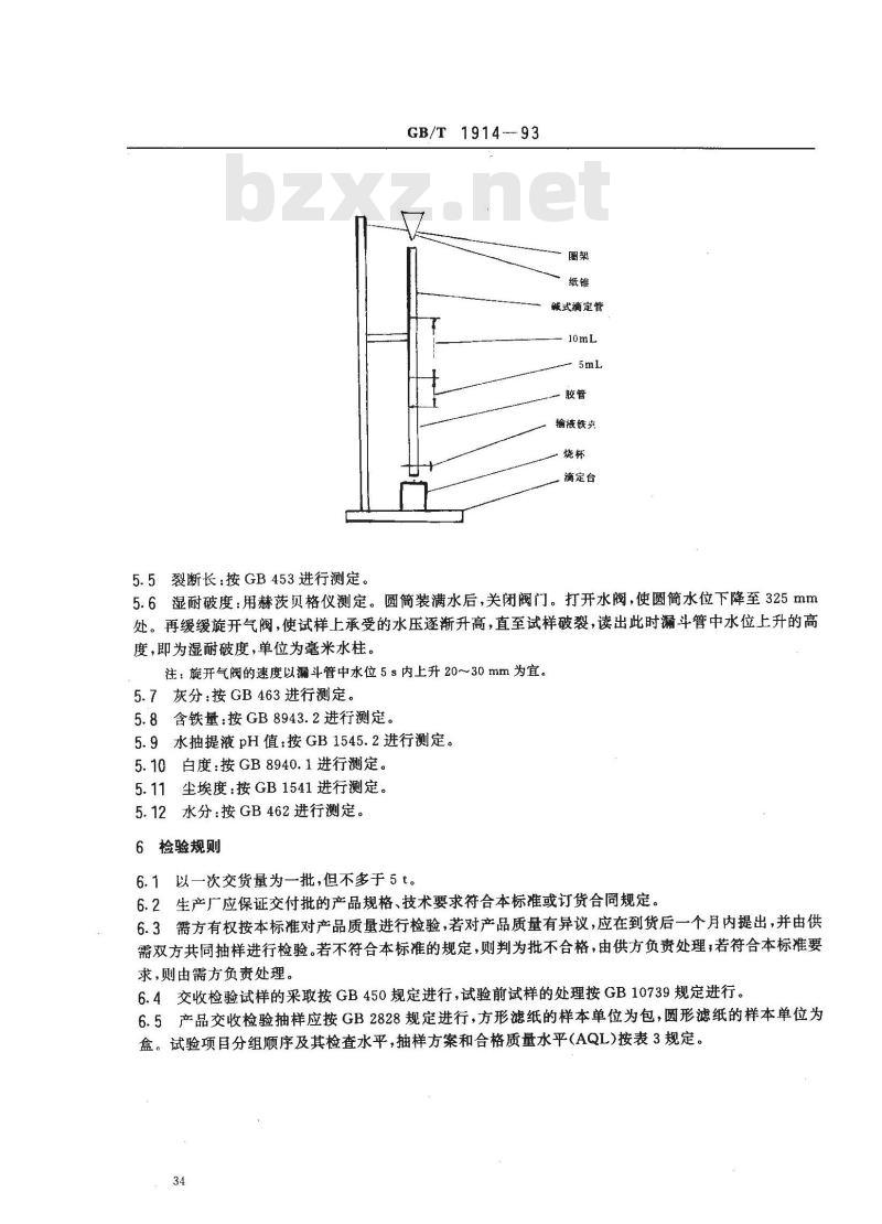 GB/T 1914-1993 化学分析滤纸
