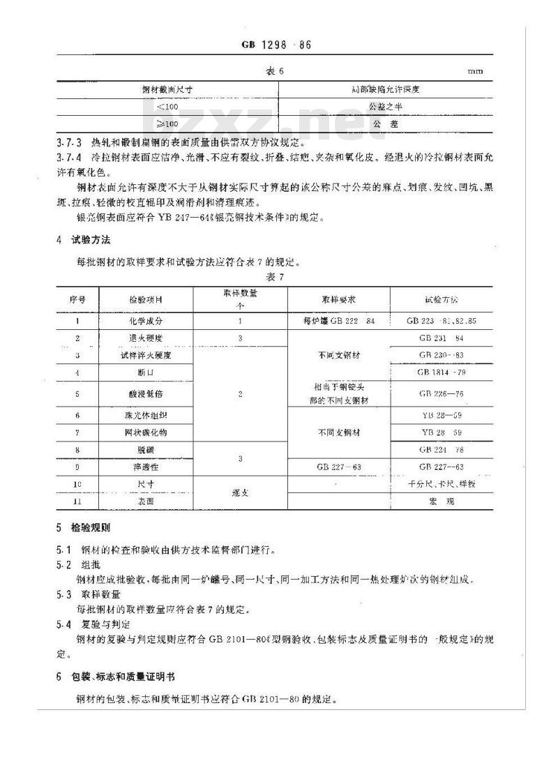 GB/T 1298-1986 碳素工具钢技术条件