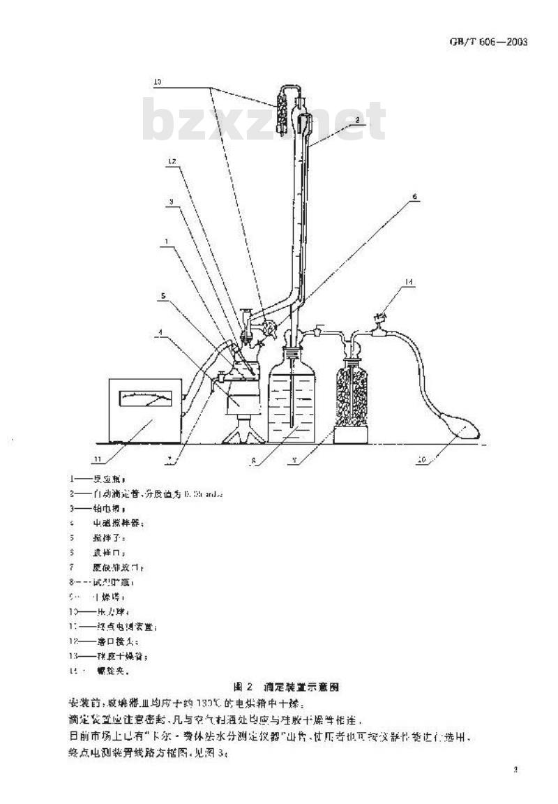 GB/T 606-2003 化学试剂 水分测定通用方法 卡尔.费休法