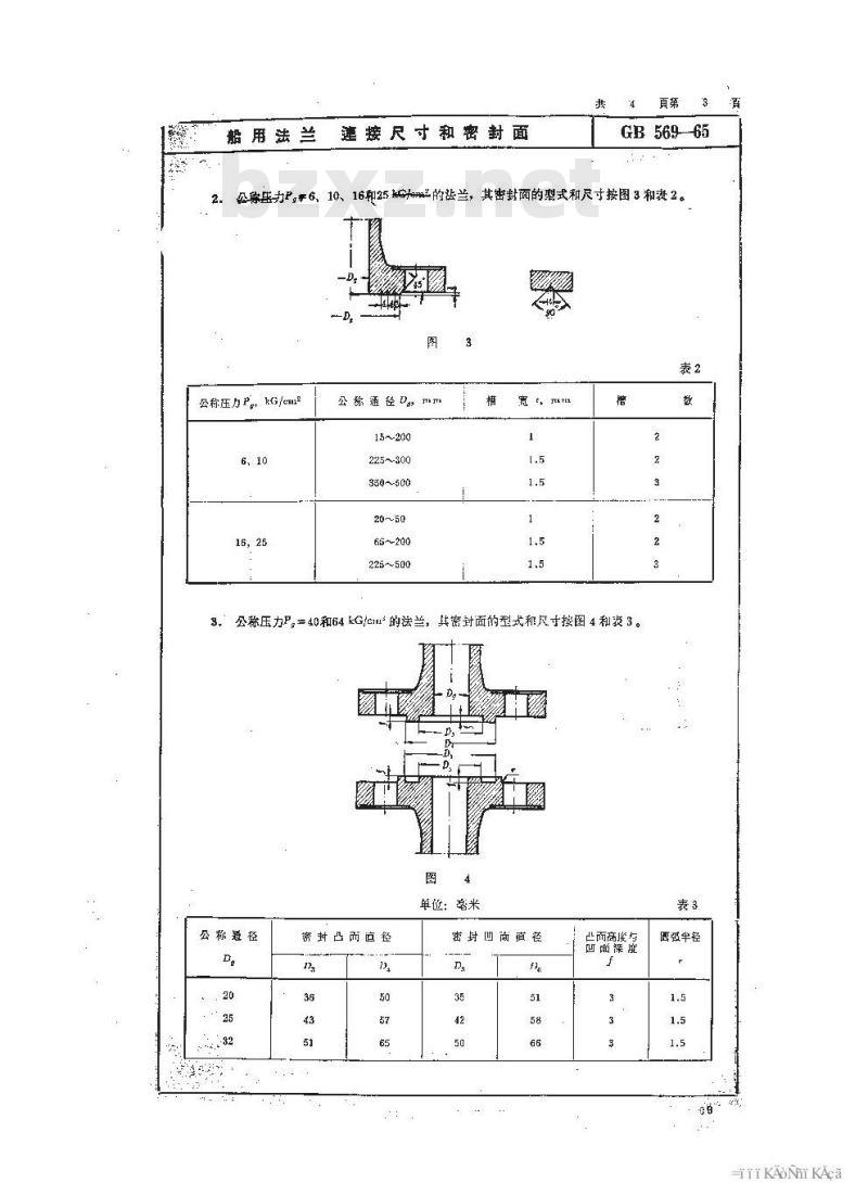 GB 569-1965 船用法兰连接尺寸和密封面