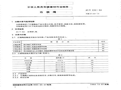 JC/T 222-1994 石棉绳