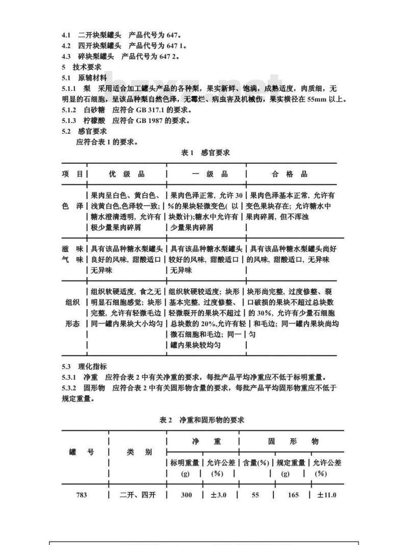 QB 1379-1991 糖水梨罐头 QB 1379-1991 糖水梨罐头