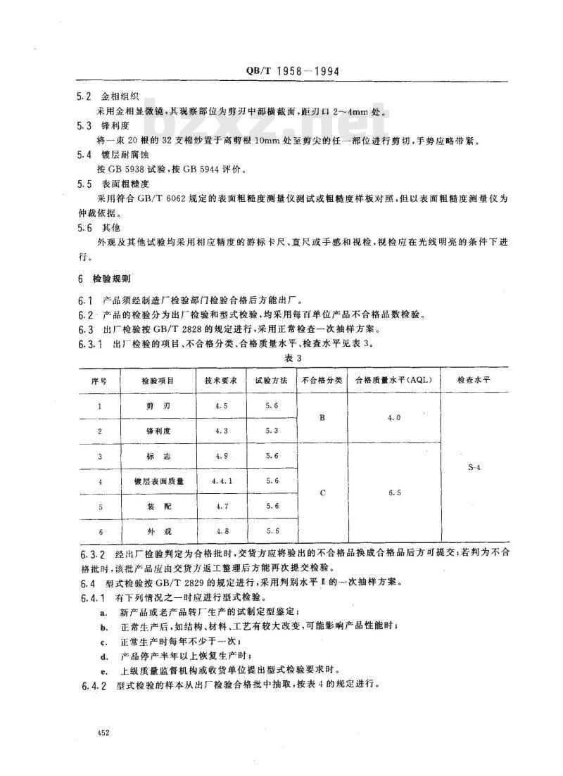 QB/T 1958-1994 理发剪