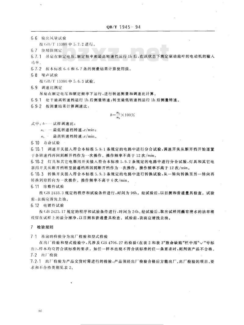 QB/T 1945-1994 装饰型交流吊式电风扇和调速器
