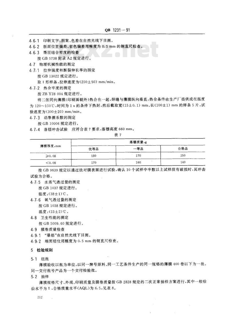 QB 1231-1991 液体包装用聚乙烯吹塑薄膜
