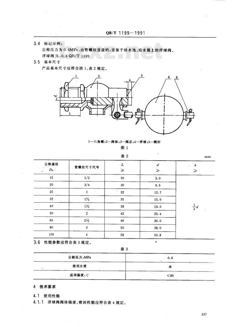 QB/T 1199-1991 浮球阀