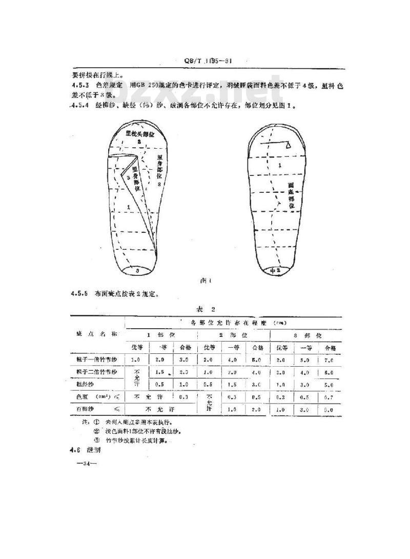 QB/T 1195-1991 羽绒睡袋