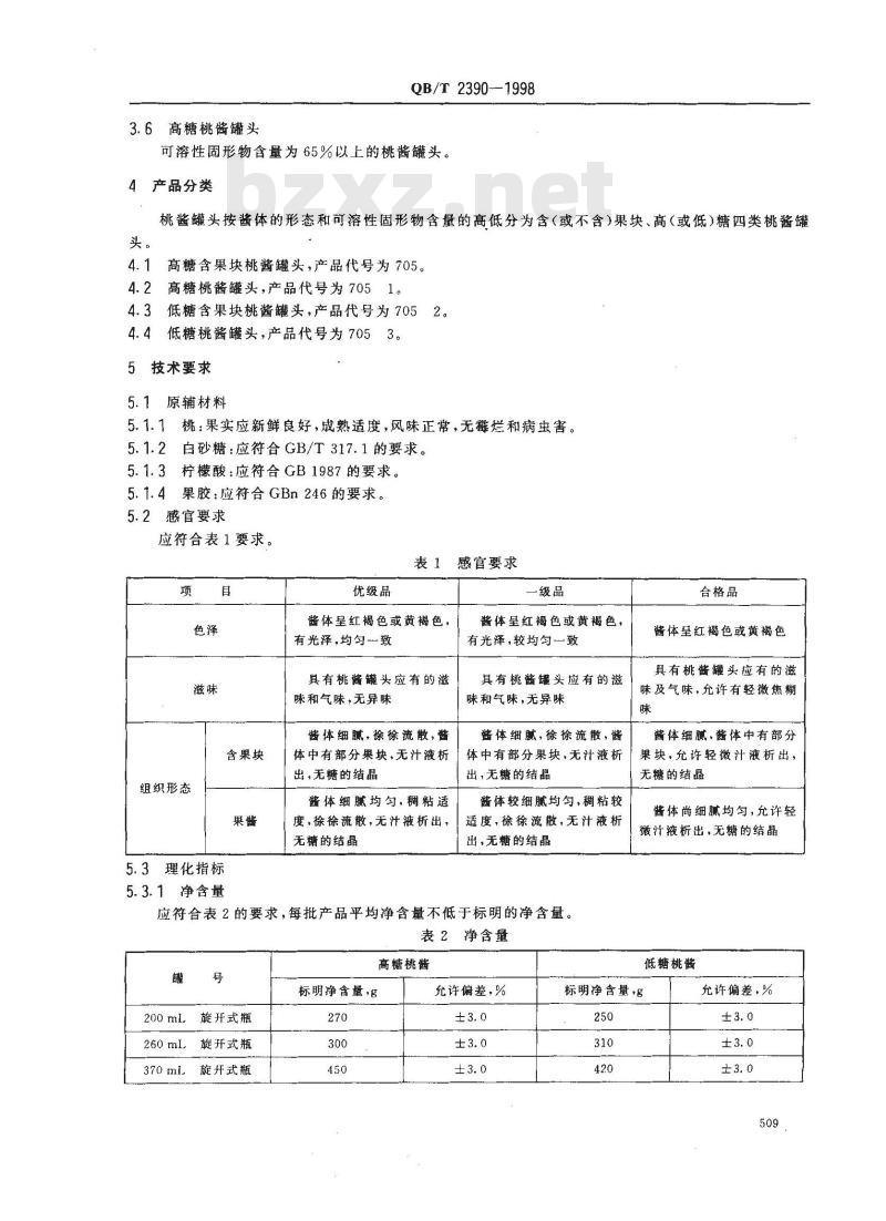 QB/T 2390-1998 桃酱罐头