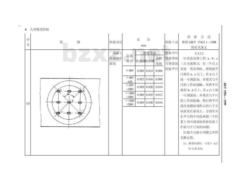 JB/T 3556-1999 组合机床 回转工作台 精度检验