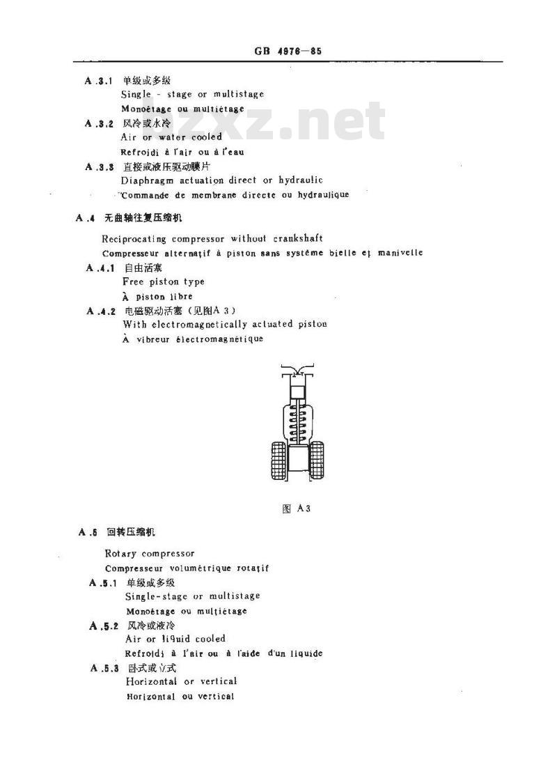 GB/T 4976-1985 压缩机分类