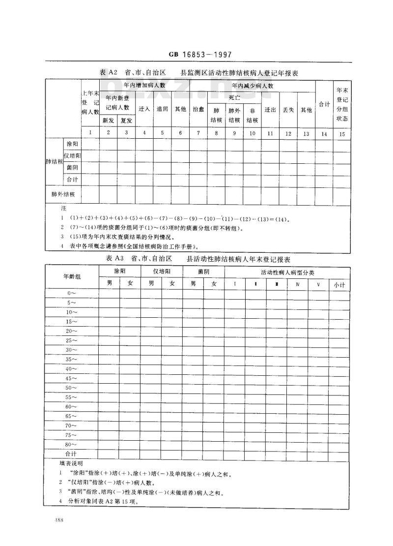 GB 16853-1997 结核病监测标准
