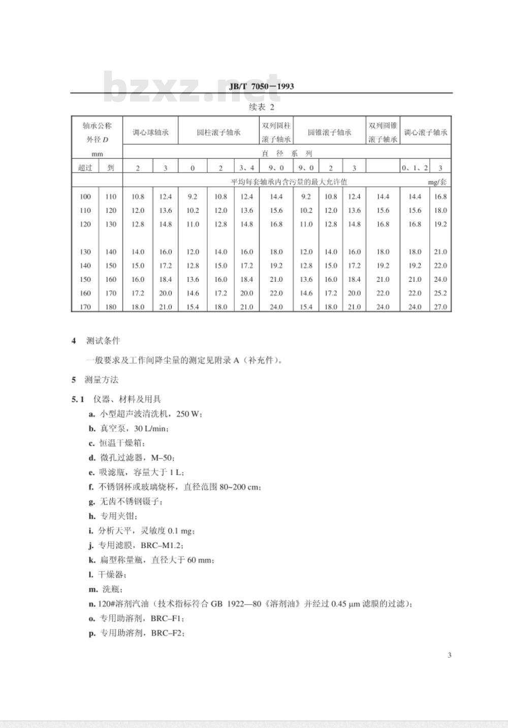 JB/T 7050-1993 滚动轴承 清洁度及评定方法