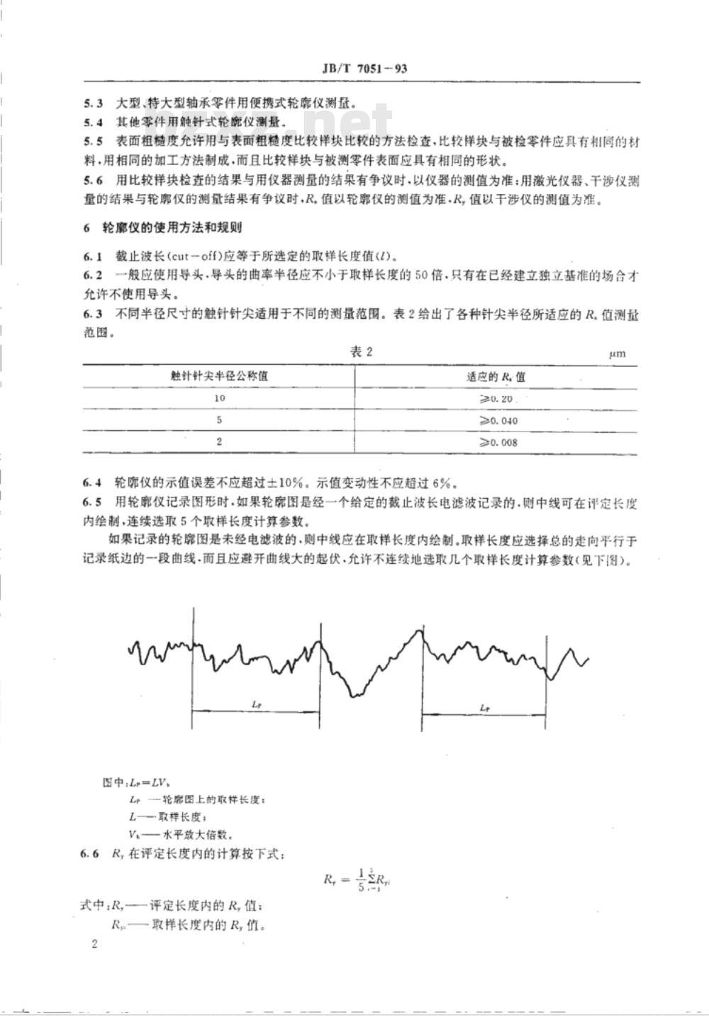 JB/T 7051-1993 滚动轴承 零件表面粗糙度测量和评定方法