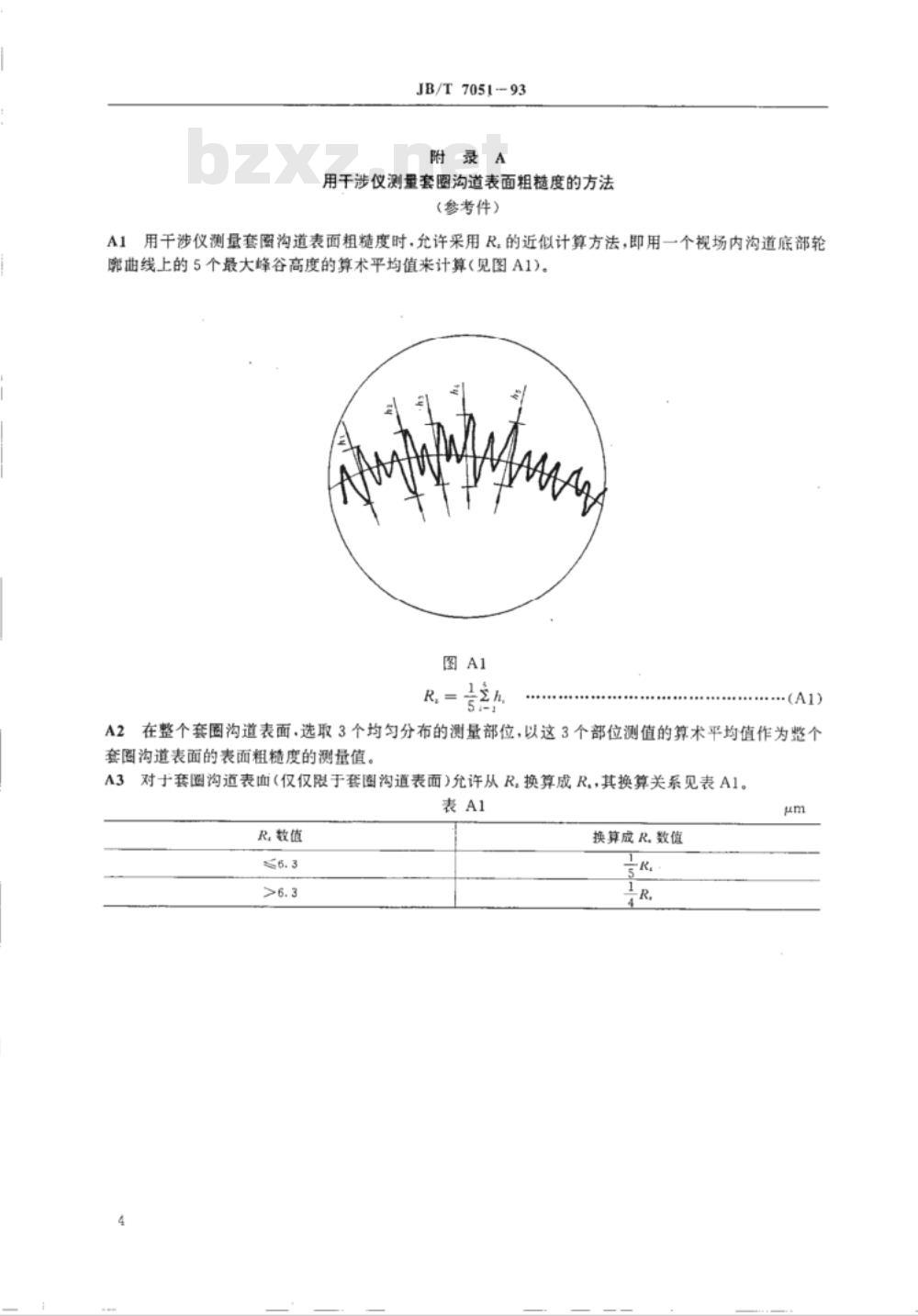 JB/T 7051-1993 滚动轴承 零件表面粗糙度测量和评定方法