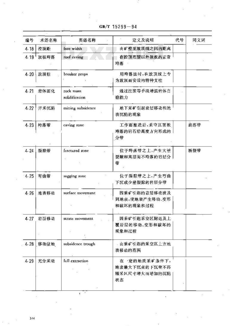 GB/T 15259-1994 矿山安全术语