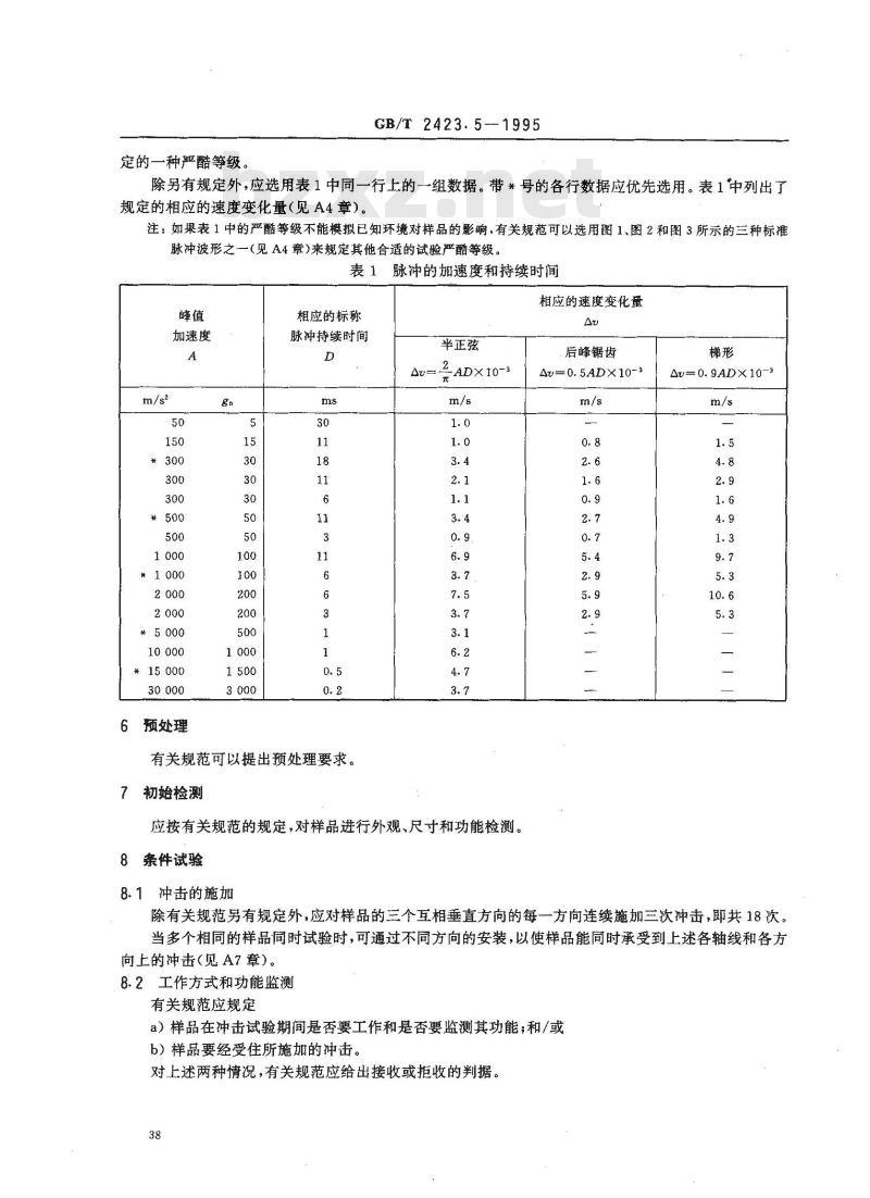 GB/T 2423.5-1995 电工电子产品环境试验 第2部分：试验方法 试验Ea和导则：冲击