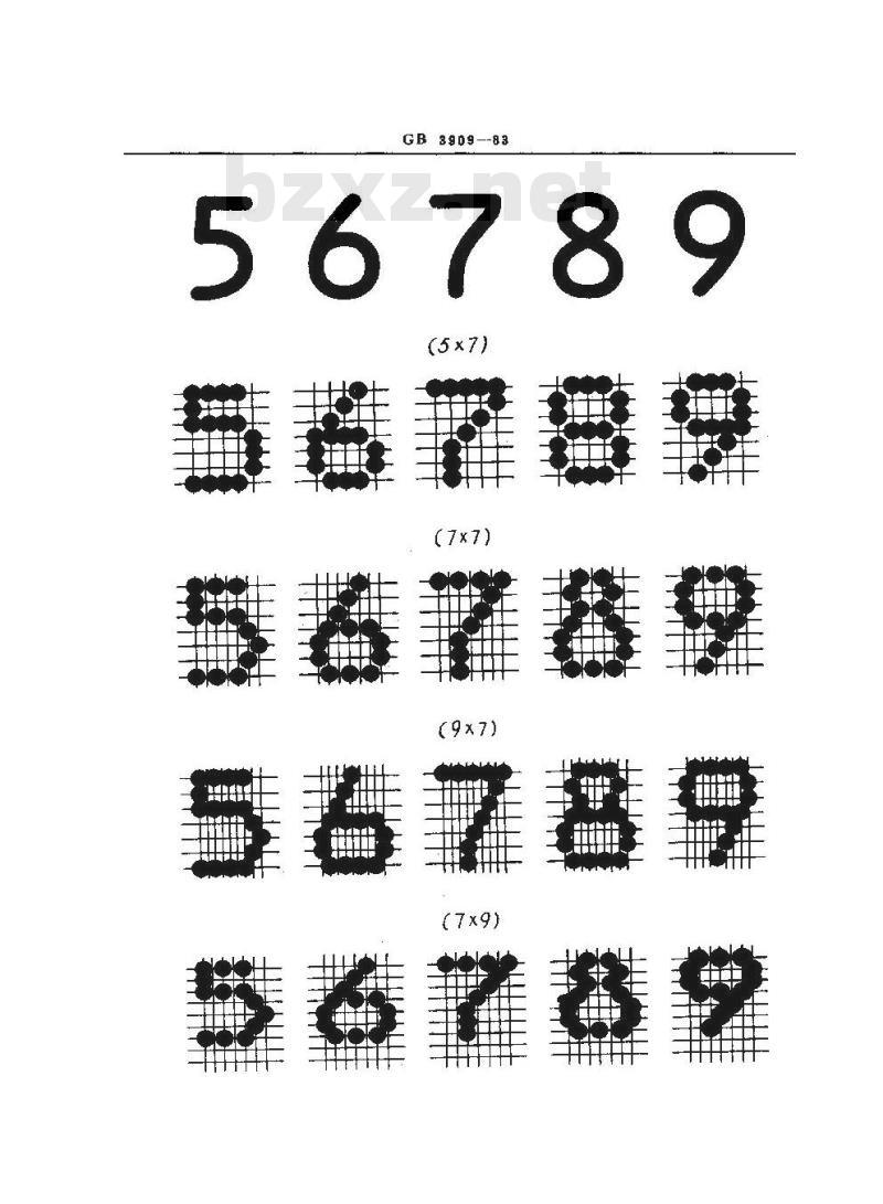 GB/T 3909-1983 信息交换用图形字符点阵形状