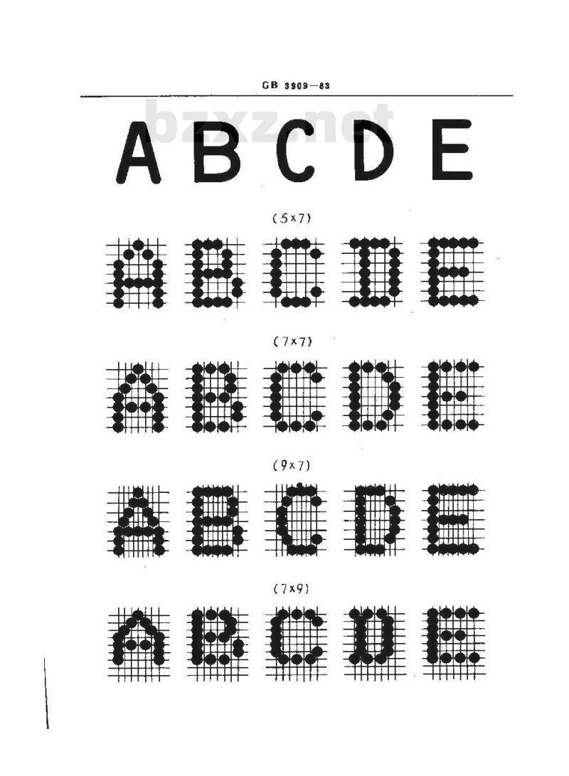GB/T 3909-1983 信息交换用图形字符点阵形状