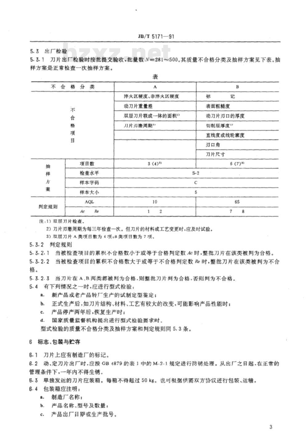 JB/T 5171-1991 铡草机刀片