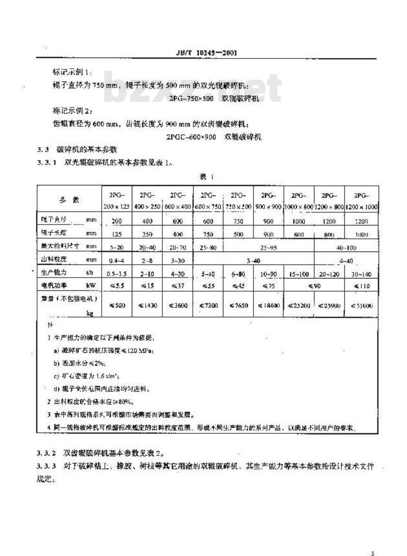 JB/T 10245-2001 双辊破碎机