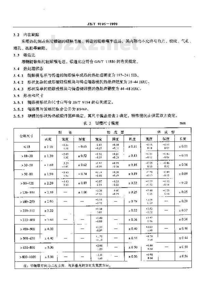 JB/T 9195-1999 辊锻模 通用技术条件
