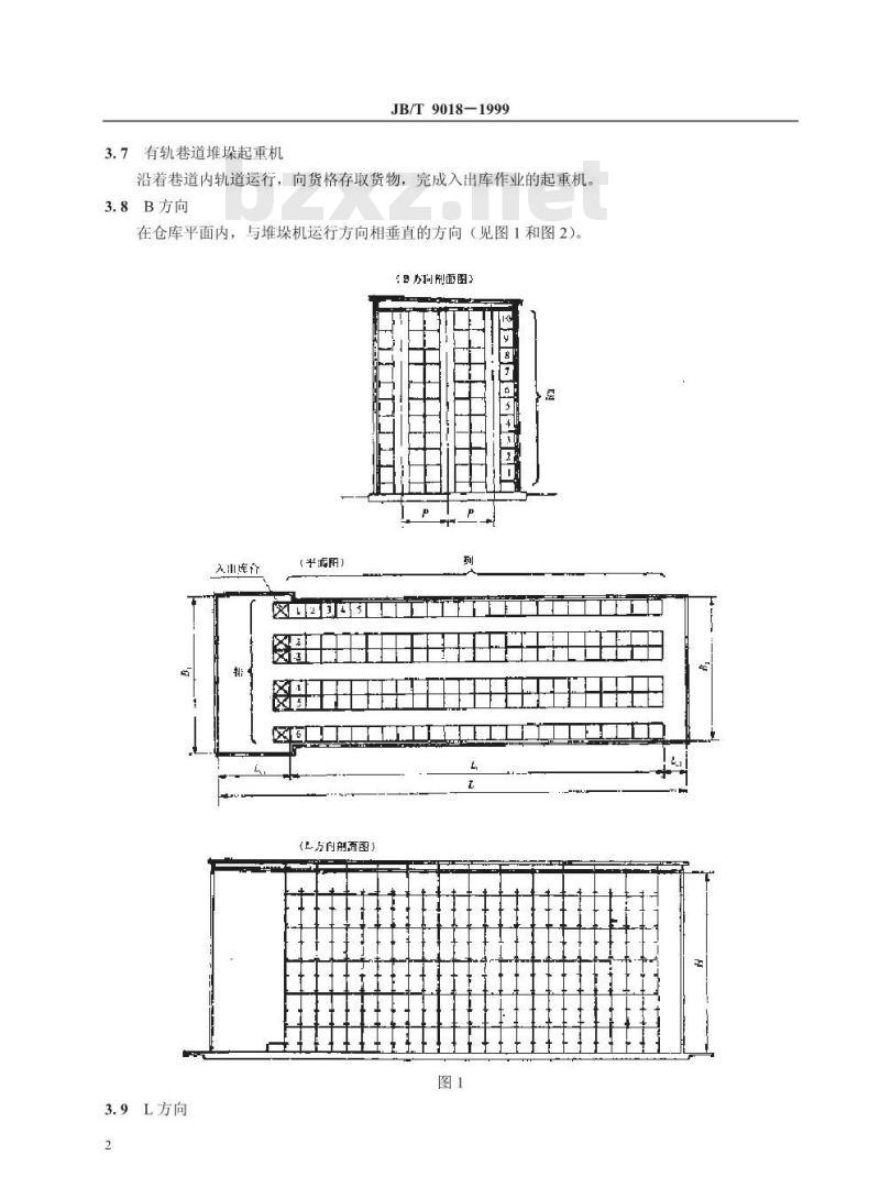 JB/T 9018-1999 有轨巷道式高层货架仓库 设计规范