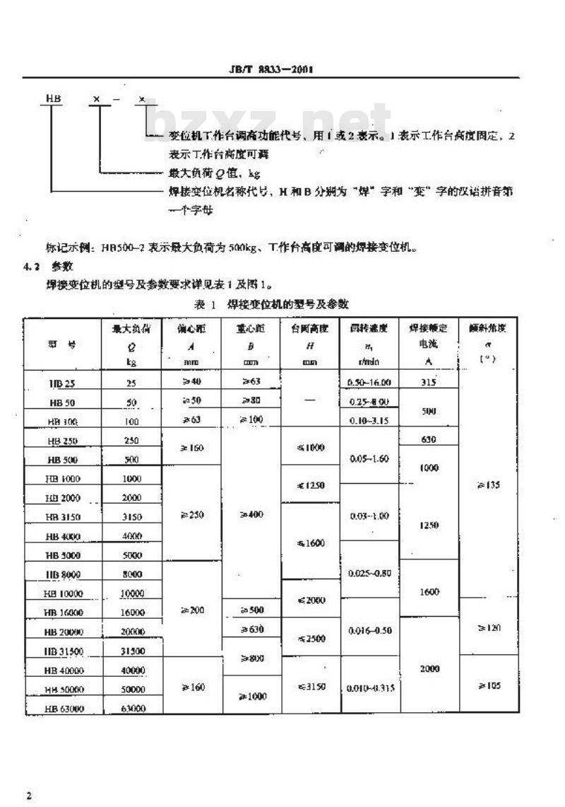 JB/T 8833-2001 焊接变位机