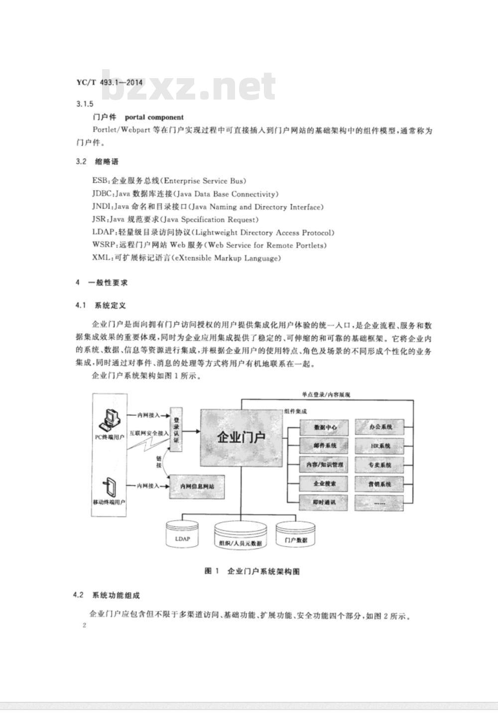 YC/T 493.1-2014 烟草行业企业应用集成技术规范 第1部分门户集成 YC/T 493.1-2014 烟草行业企业应用集成技术规范 第1部分门户集成