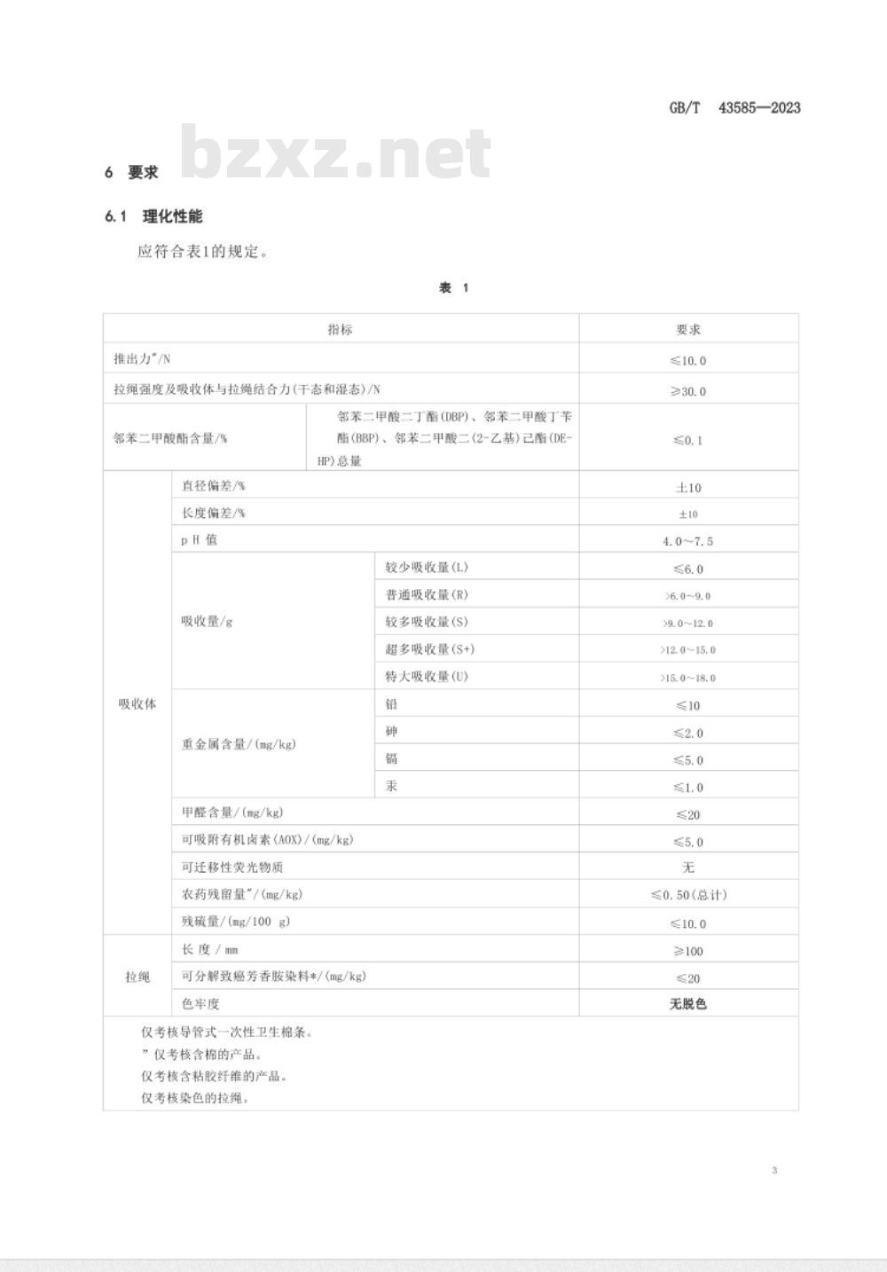 GB/T 43585-2023一次性卫生棉条 