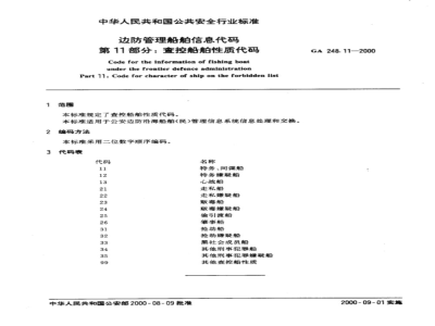 GA 248.1～248.11-2000 边防管理船舶信息代码　[合订本]