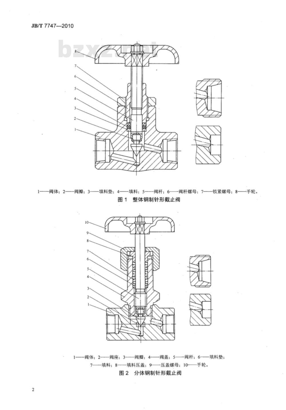 JB/T 7747-2010 针形截止阀