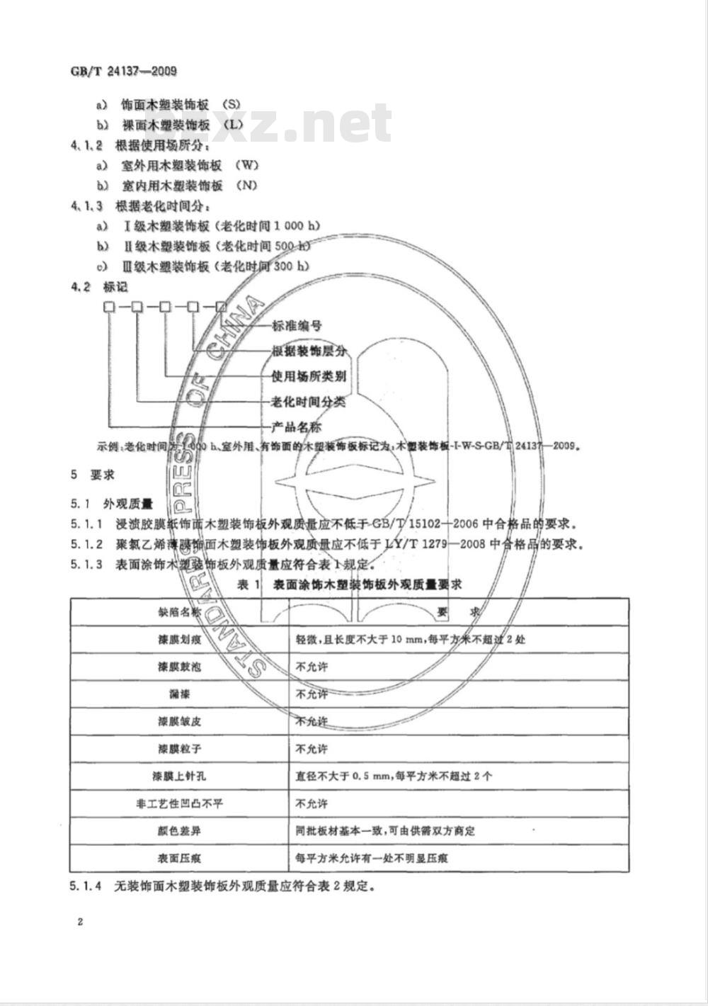 GB/T 24137-2009  木塑装饰板