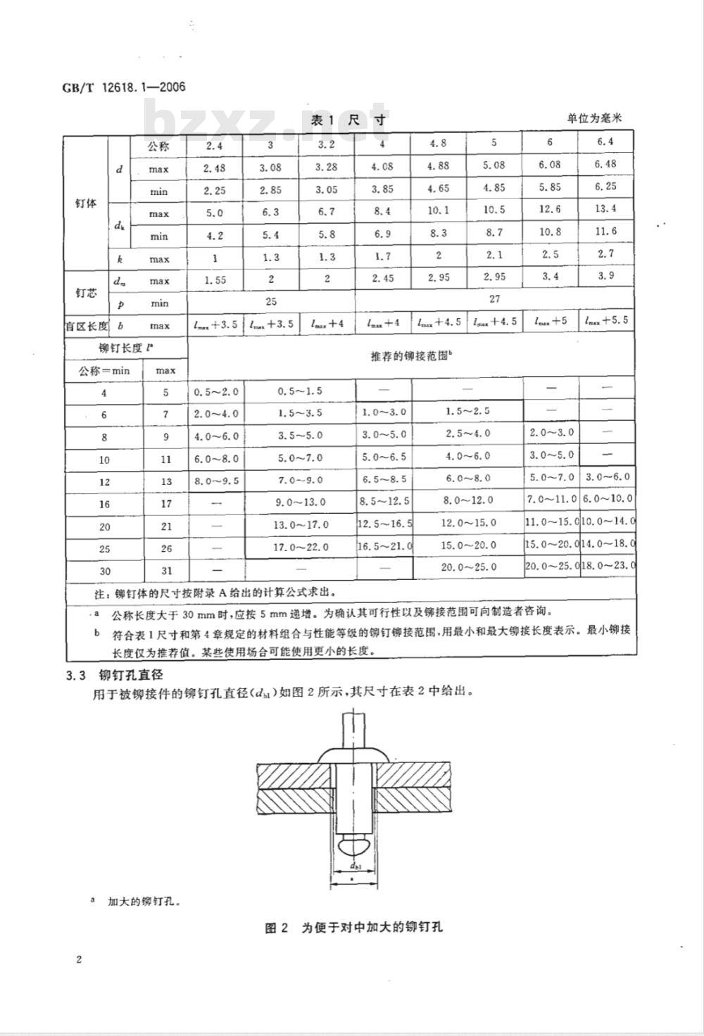 GB/T 12618.1-2006 开口型平圆头抽芯铆钉 10、11级