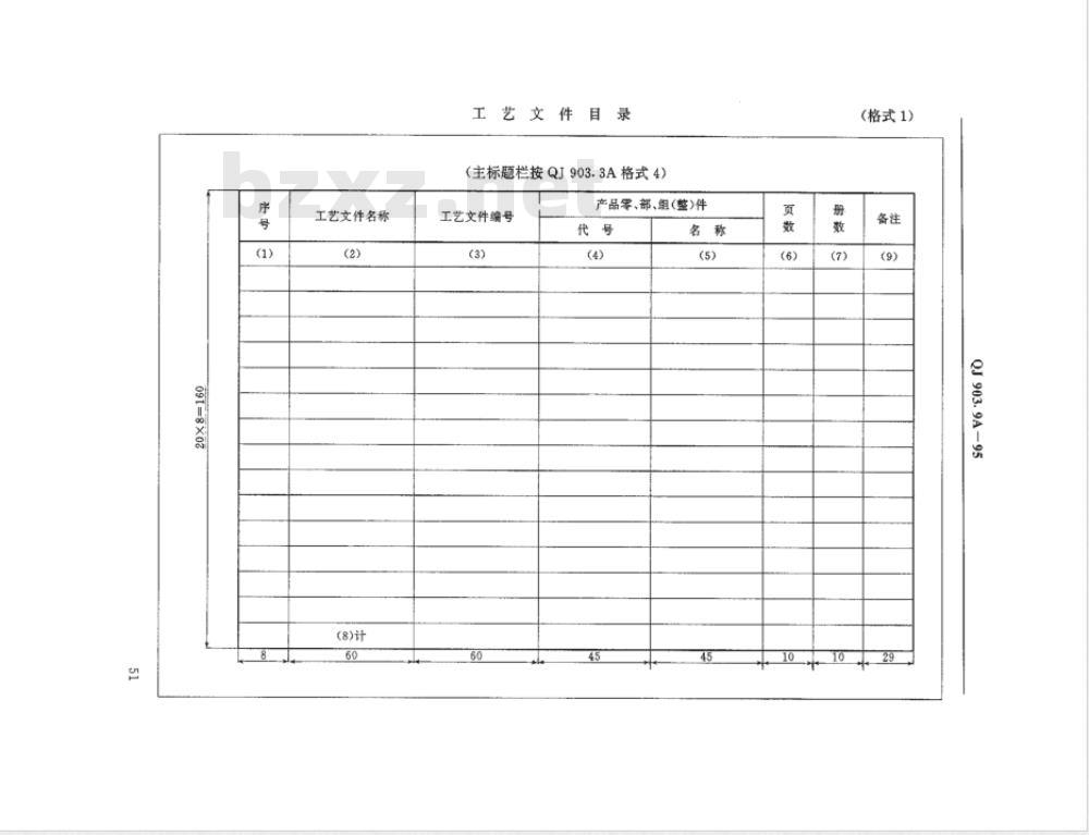 QJ 903.9A-1995 航天产品工艺文件管理制度 管理用工艺文件编制规则