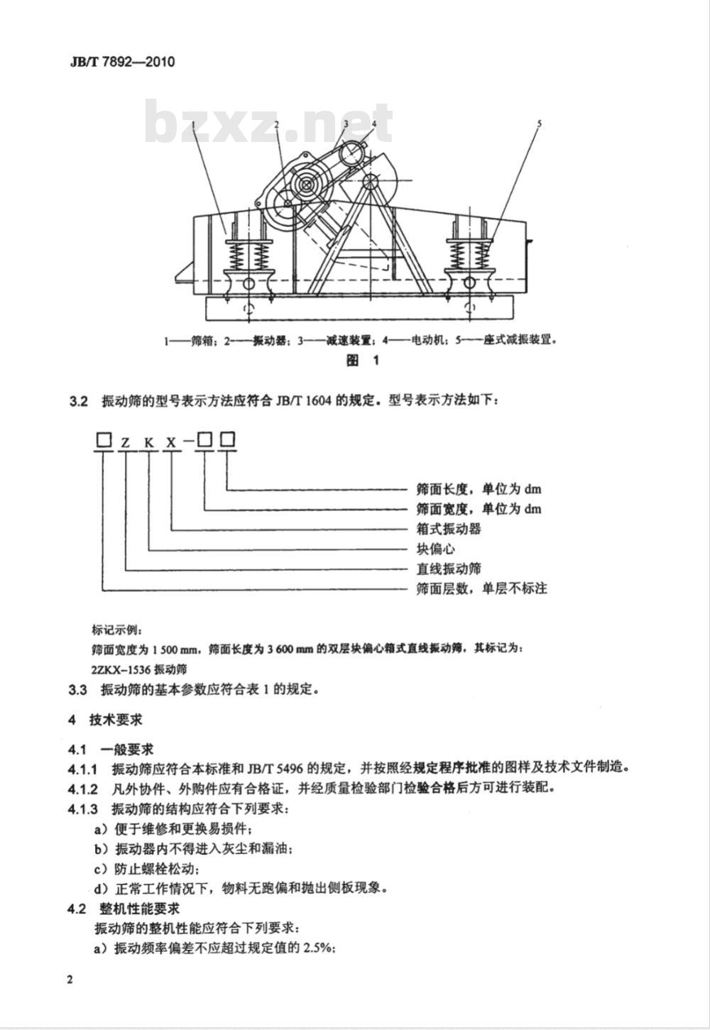 JB/T 7892-2010 块偏心箱式直线振动筛