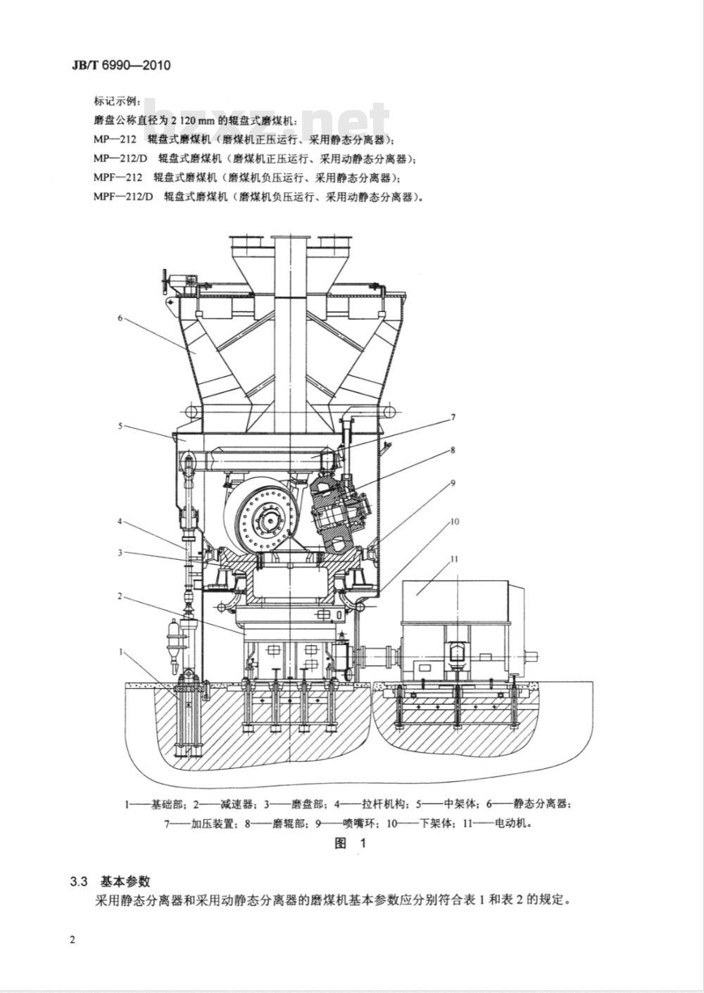JB/T 6990-2010 MP型辊盘式磨煤机