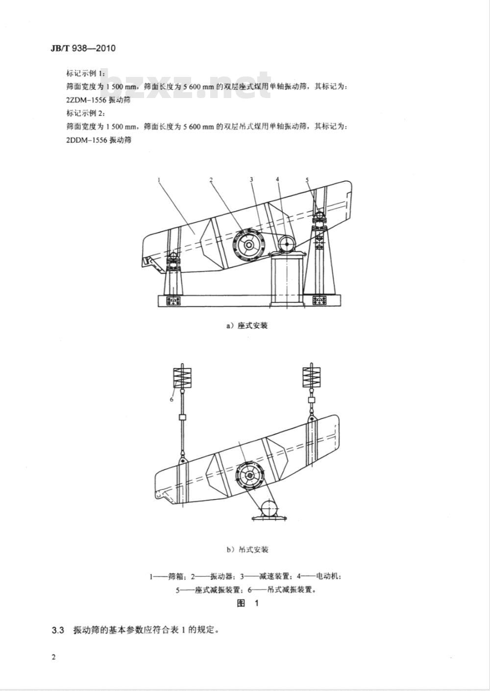 JB/T 938-2010 煤用单轴振动筛