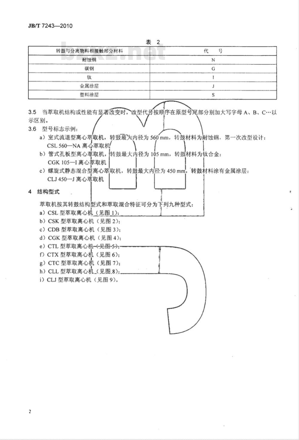 JB/T 7243-2010 离心萃取机型号编制方法