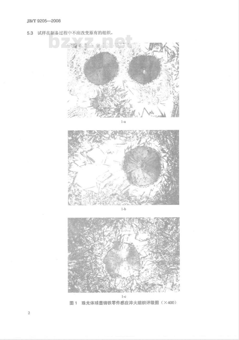 JB/T 9205-2008 珠光体球墨铸铁零件感应淬火金相检验