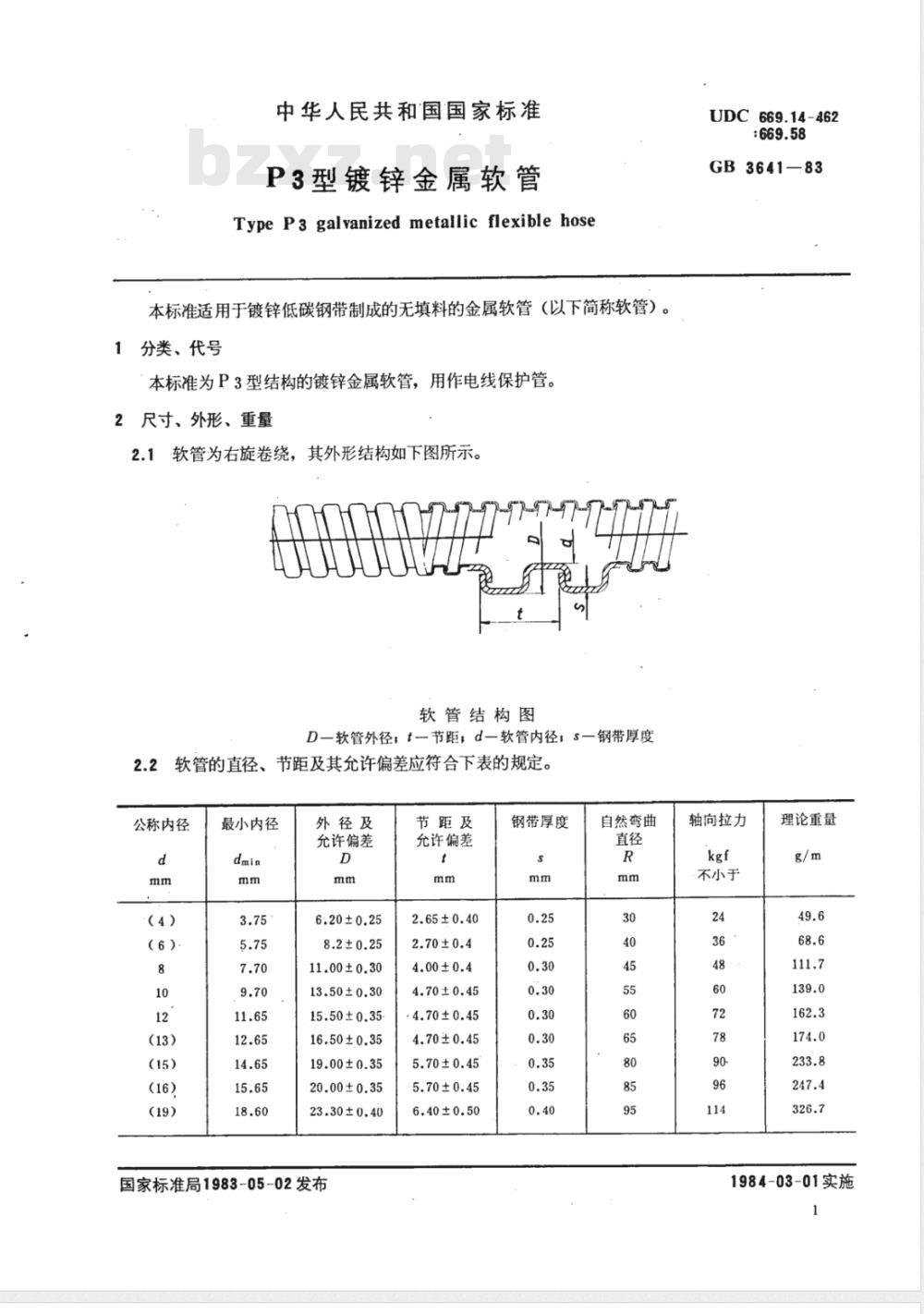 YB/T 5306-2006 P3型镀锌金属软管