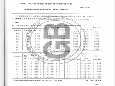JG J 31-1986 采暖散热器系列参数、螺纹及配件