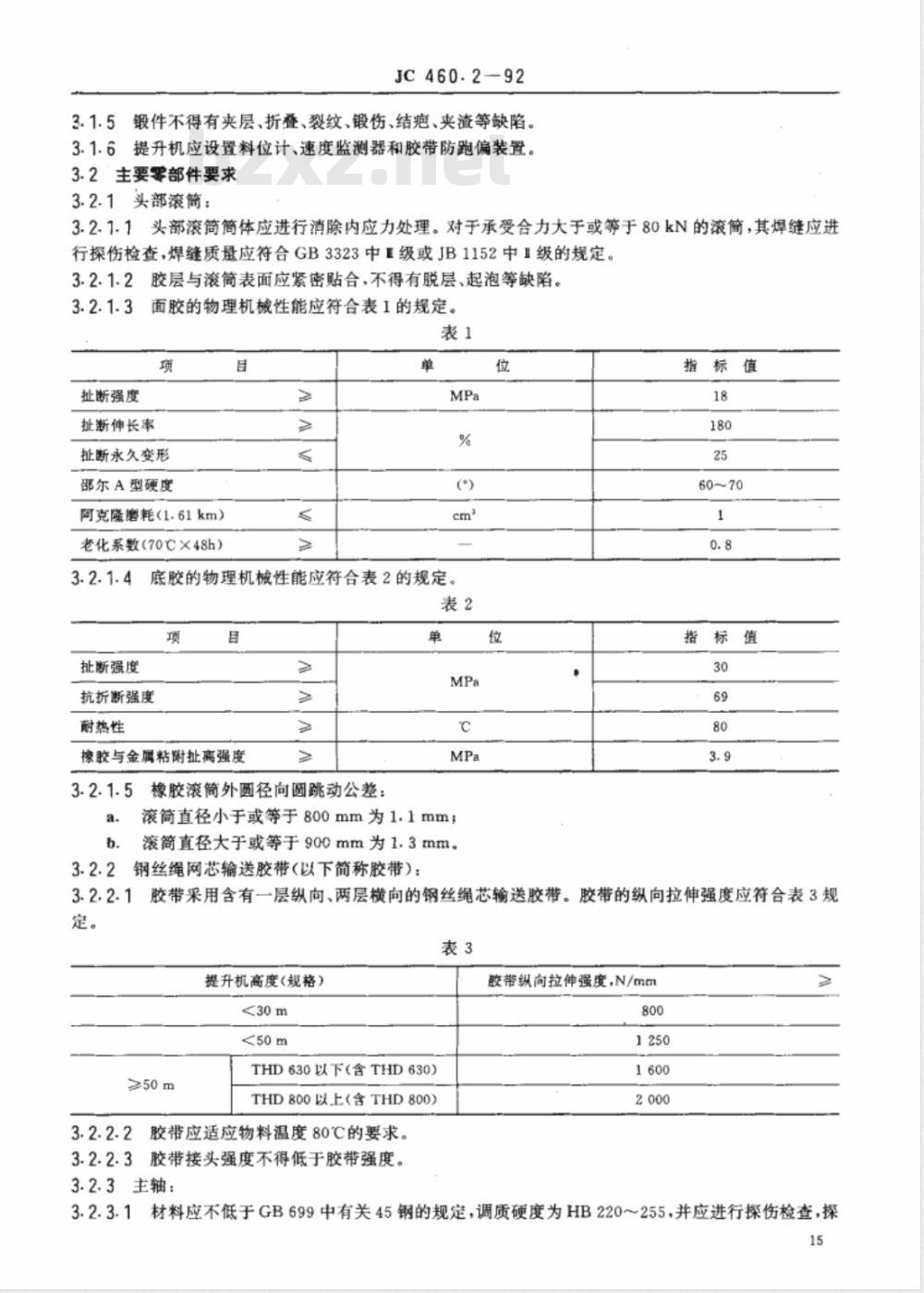 JC 460.2-1992 水泥工业用胶带斗式提升机 技术条件
